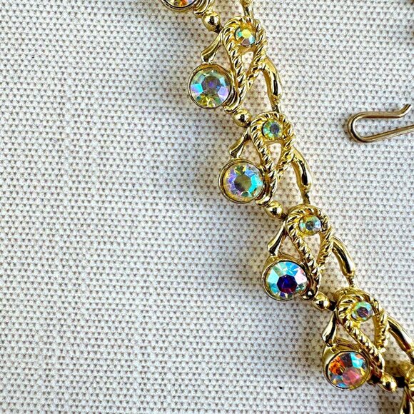 Vintage Aurora Borealis Gold Choker - Picture 6 of 7